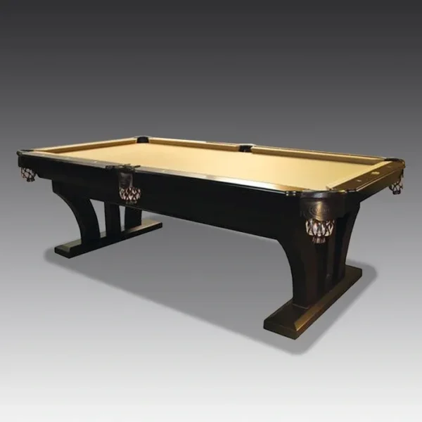 A pool table with a black frame and a beige cloth, Item # CO5095-PT.