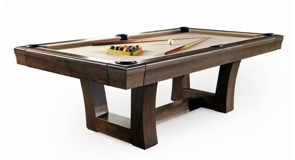 A pool table with cues and a cue stick. Item # CH5135-PT.