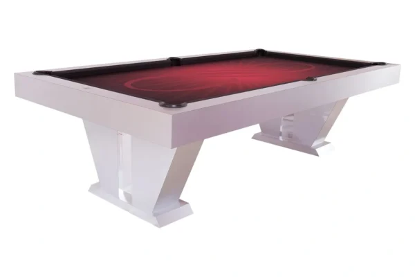 A white pool table with a red cloth, specifically the Item # PH5137-PT.