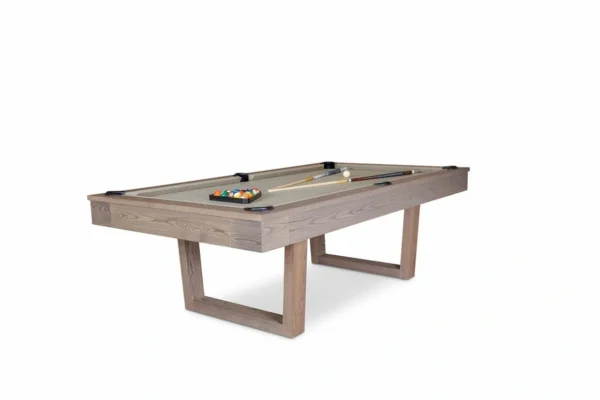 A pool table with Item # VG5180-PT and a cue stick.
