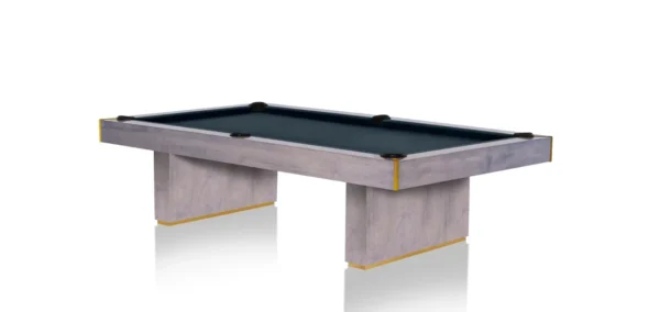 A pool table with a black cloth and gold legs, Item # PH5161-PT.