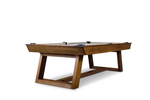 A table with a glass top and wooden legs, Item # AH5188-PT.