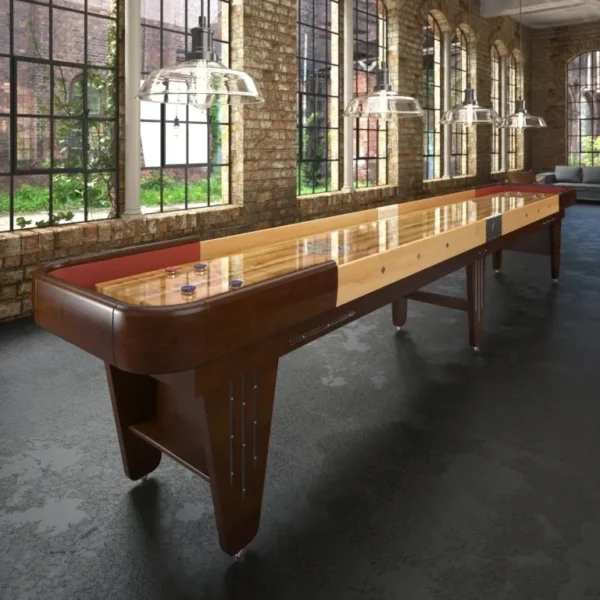 Item # CP3047-SH shuffleboard table in a large room with windows.