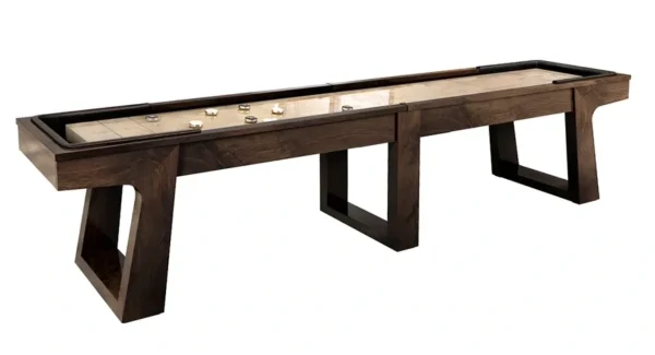 A shuffleboard table with a wooden base. Product Name: Item # CH6049-SH