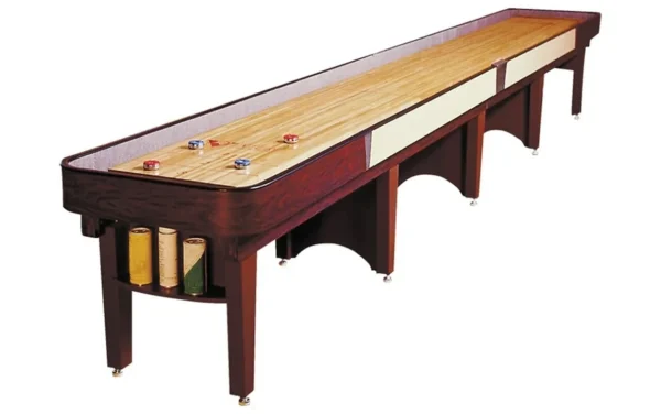 A shuffleboard table with Item # VG6142-SH on it.