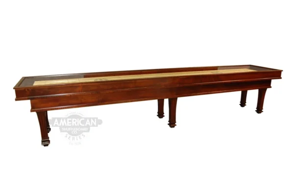 A Item # CP6079-SH shuffleboard table with a wooden top.