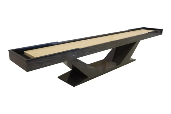 A shuffleboard table with a wooden base, Item # PH6019-SH.
