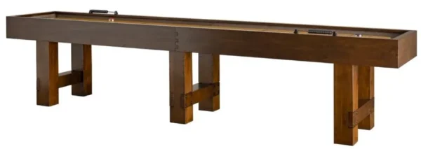 A Item # AH6081-SH shuffleboard table with two legs.