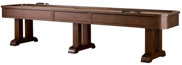 A shuffleboard table with two legs and two drawers, Item # AH6077-SH.