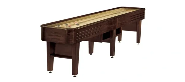 A BR6158-SH shuffleboard table with two legs.