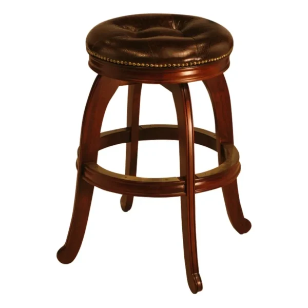 Mahogany Wood Backless Swivel Stool