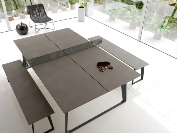 Ping pong table in a modern living room.