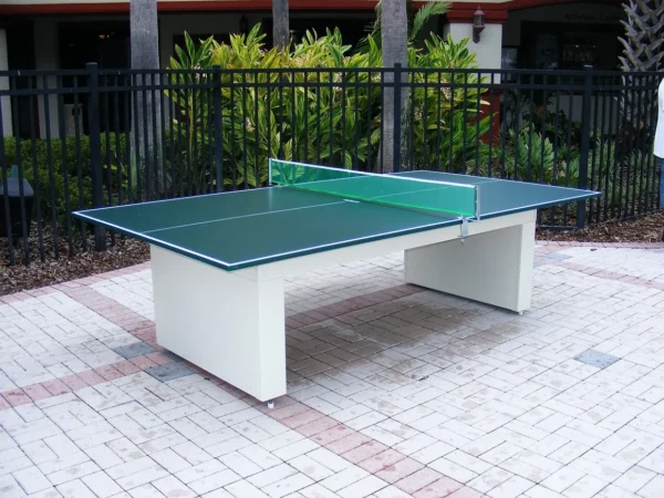 A green ping pong table.