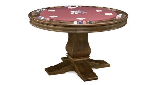 A poker table with poker chips on it.