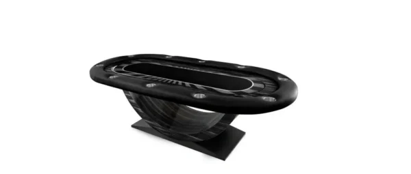 A black poker table with a black top.