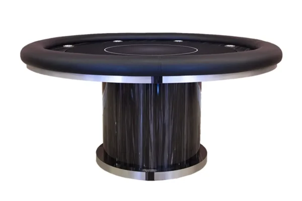 A black poker table with a black top.
