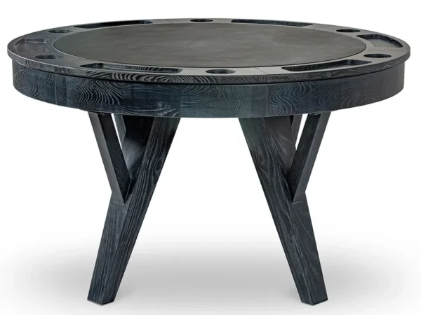 A black poker table with a black top.