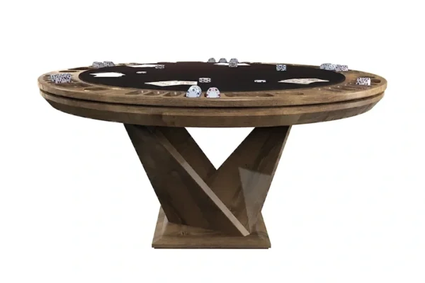 a round Origami Reversible Poker table