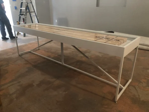 Outdoor shuffleboard table in white