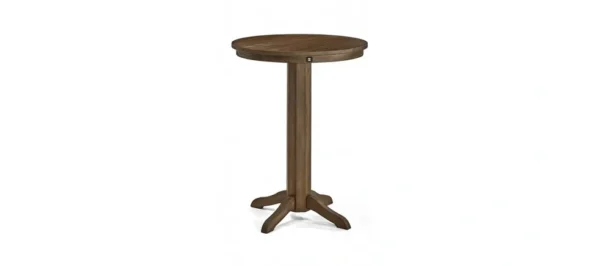 A small wooden table with a wooden base.