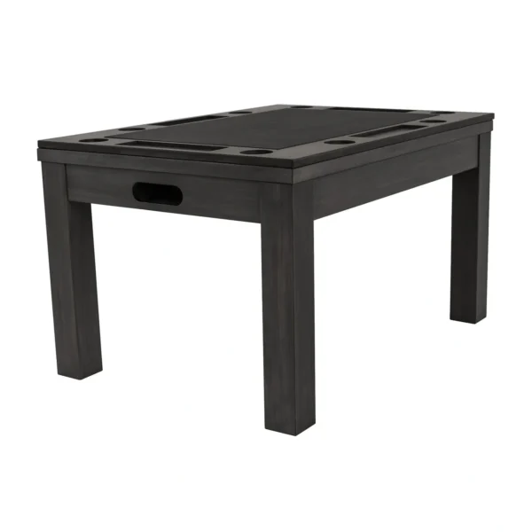 A black pool table with a black top.