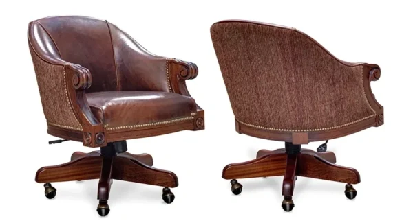 A pair of Item # CH13022-CH office chairs on castors.