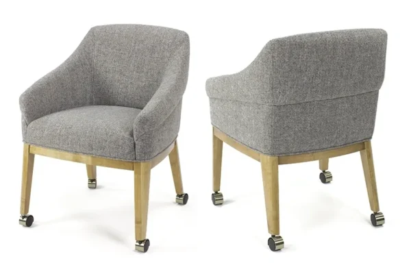 a pair of gray color arm chairs for game