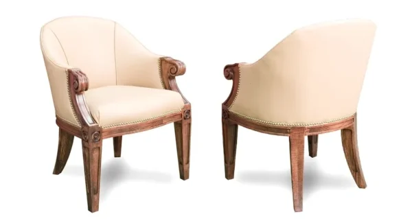 A pair of Item # CH13018-CH with a beige leather seat.