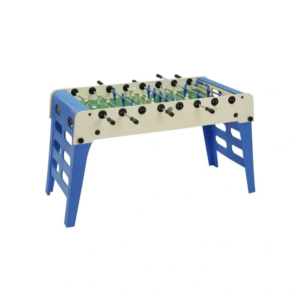 A foosball table on a white background.