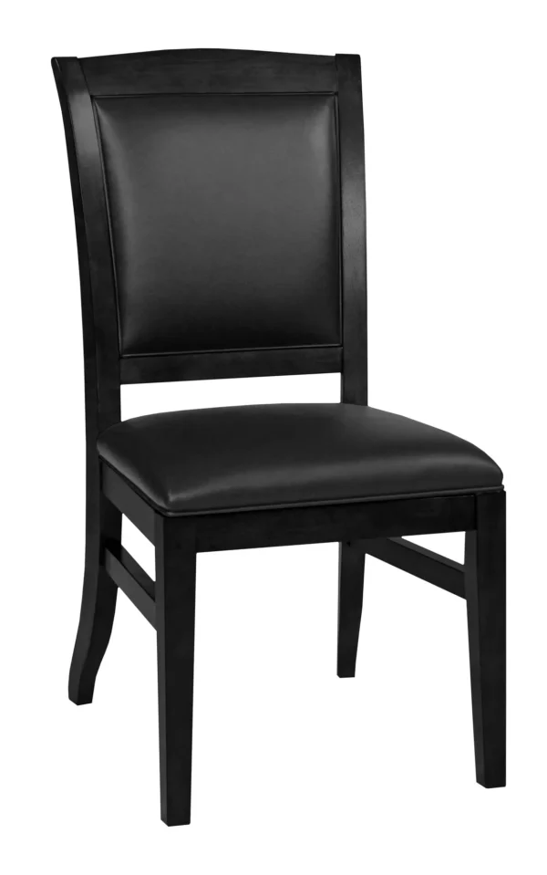 Item # SO13034-CH, a black leather chair, on a white background.