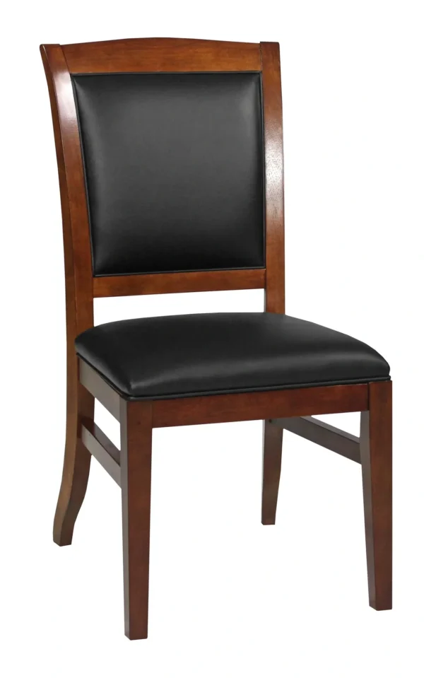 A SO13035-CH chair with black leather upholstered seat.