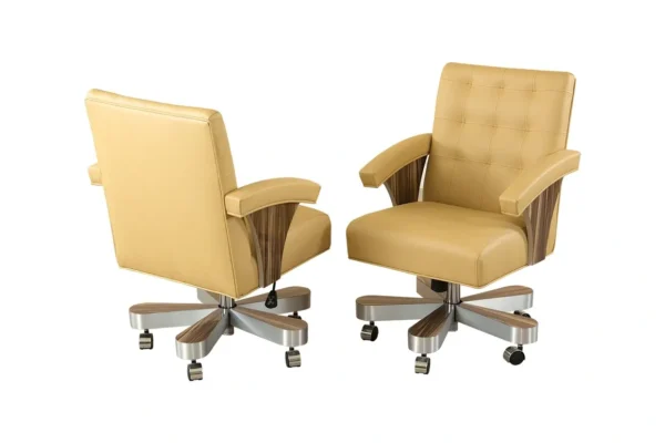 A pair of yellow leather office chairs on a white background, Item # PH13019-CH.