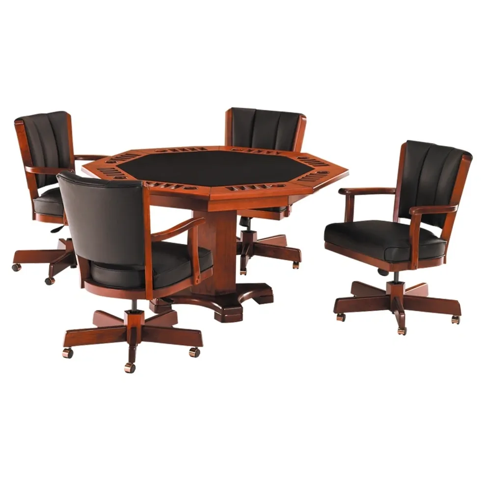 A poker table with four Item # IMD13028-CH and four Item # IMD13028-CH.