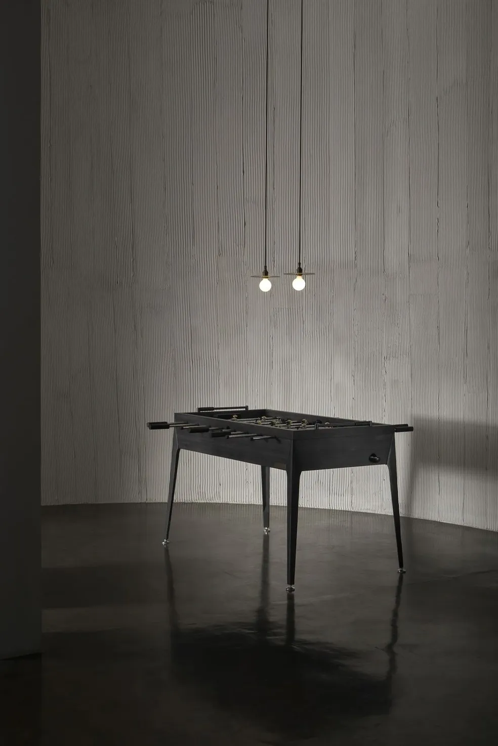 Item # MO17001-FB foosball table in an empty room.
