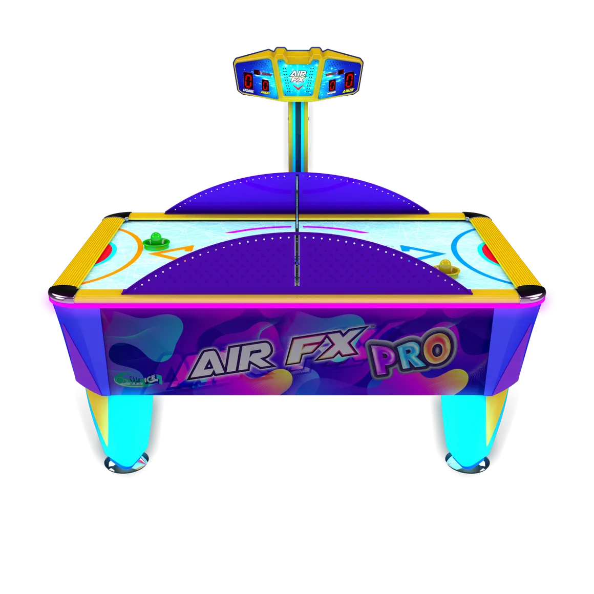 An Item # MO17001-FB air hockey table with the word air fx on it.