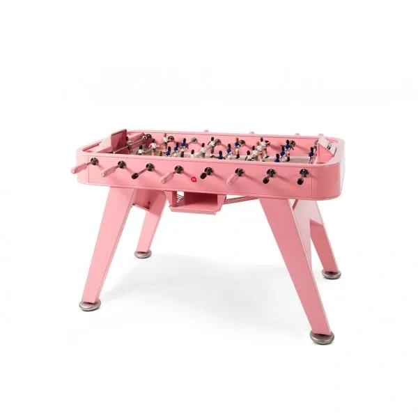 A pink Item # MO17001-FB foosball table on a white background.