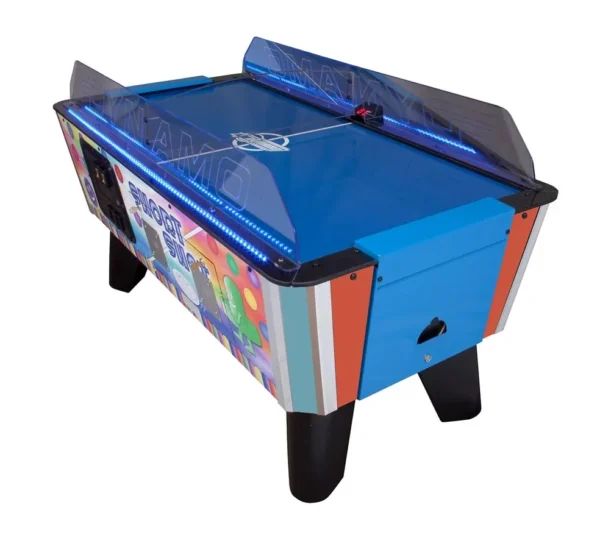 A blue and blue Item # MO17001-FB air hockey table.