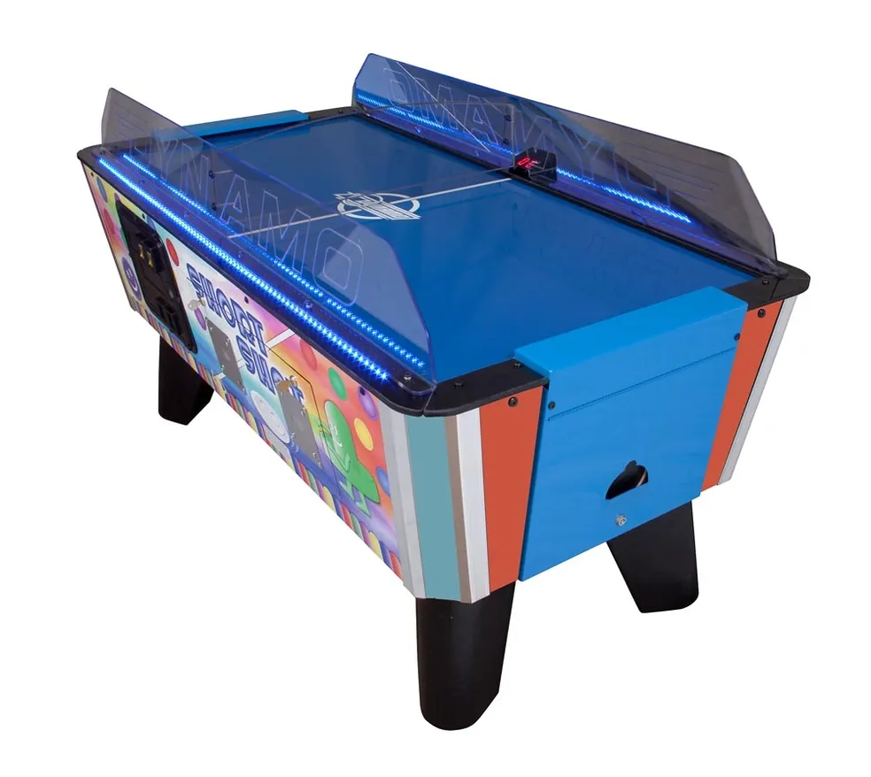 A blue and blue Item # MO17001-FB air hockey table.