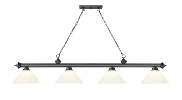 An Item # ZL26017-LT with four lights and a white shade.