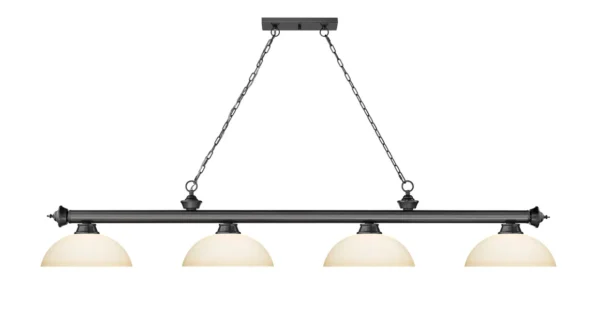 A four light chandelier with frosted glass shades, the Item # ZL26018-LT.