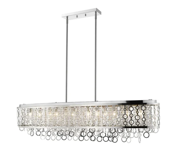 An Item # ZL26026-LT chandelier with crystals hanging from it.