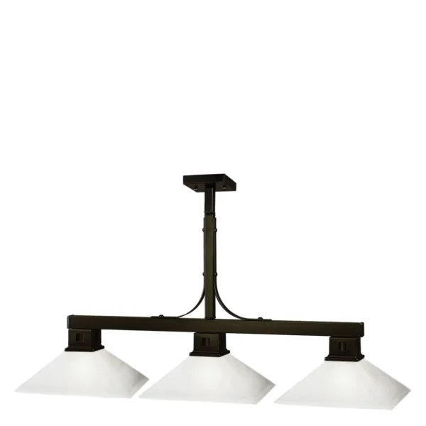 A three light fixture with white glass shades, Item # ZL26039-LT.