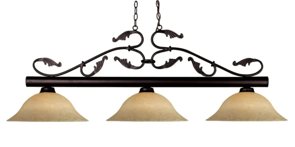 A three light chandelier with a wrought iron frame, Item # ZL26045-LT.