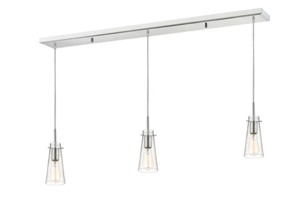 Item # ZL26049-LT Three light pendant with clear glass shades.
