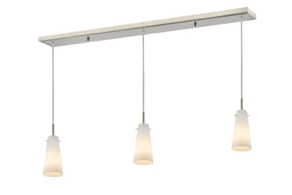 Three Item # ZL26050-LT pendant hanging from a metal frame.