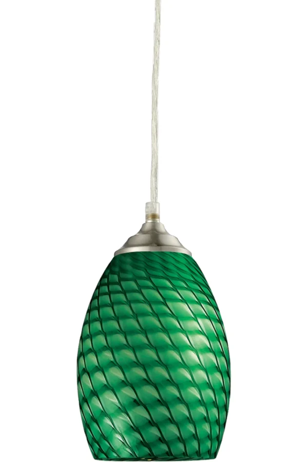 A light fixture with a green glass shade. (Product Name: Item # ZL26054-LT)