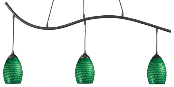Three ZL26060-LT pendant with green glass shades.