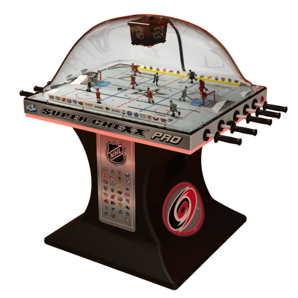 Foosball table in black on display of the website