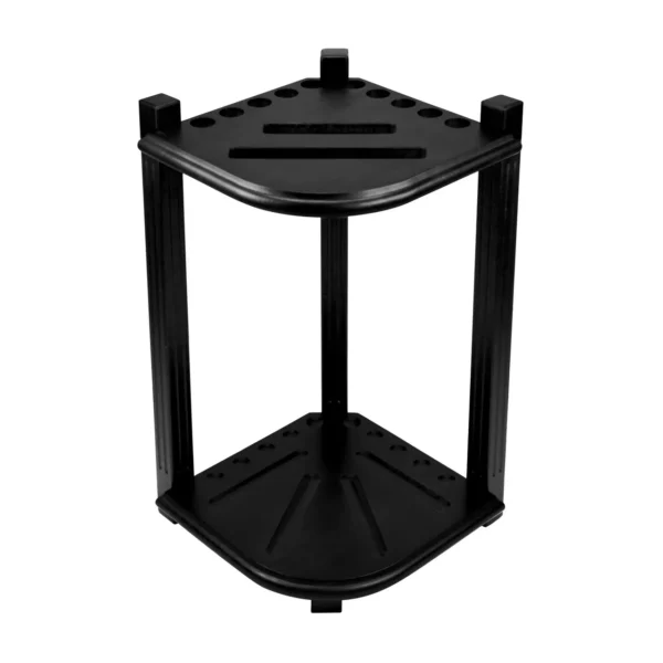 A black metal shelf with Item # IM21018-CRF on top.