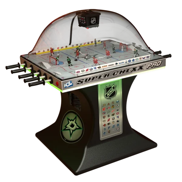 Foosball table in black on display of the website
